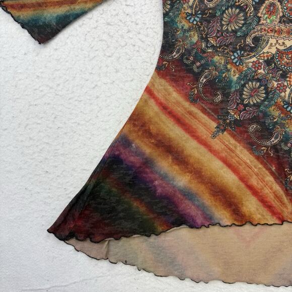 Amma Design Shirt Womens Large L Floral Paisley Tunic 3/4 Sleeve Boho Hippie - Picture 5 of 12